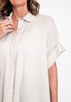 The Serafina Collection One Size Oversized Cotton Shirt, Beige