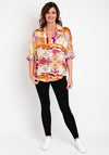 Serafina Collection Satin Damask Print Top, Gold Multi