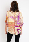 Serafina Collection Satin Damask Print Top, Gold Multi