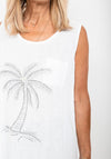 Seventy1 One Size Oversize Palm Tree Vest Top, White