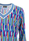 Leon Collection Block Stripe Print Blouse, Blue Multi