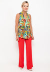 Seventy1 Sleeveless V Neck Leaf Print Top, Multi
