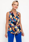 Seventy1 Sleeveless V Neck Print Top, Navy Multi