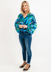 Seventy1 One Size Cropped Long Sleeve Top, Blue & Green
