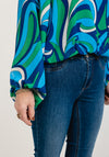 Seventy1 One Size Cropped Long Sleeve Top, Blue & Green