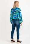 Seventy1 One Size Cropped Long Sleeve Top, Blue & Green