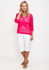 Seventy1 One Size Crochet Star Knit Jumper, Cerise