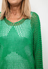 Seventy1 One Size Crochet Star Knit Jumper, Green