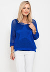 Seventy1 One Size Crochet Star Knit Jumper, Royal Blue