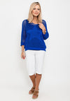 Seventy1 One Size Crochet Star Knit Jumper, Royal Blue
