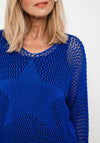 Seventy1 One Size Crochet Star Knit Jumper, Royal Blue