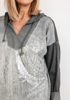 Seventy1 One Size Abstract Metallic Hooded Pullover, Grey