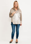 Seventy1 One Size Abstract Metallic Hooded Pullover, Taupe