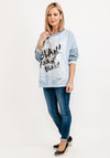 Seventy1 One Size Star & Text Velour Pullover, Blue