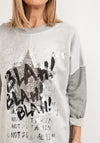 Seventy1 One Size Star & Text Velour Pullover, Grey