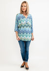 Seventy1 One Size Printed Tunic Top, Teal Multi