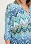 Seventy1 One Size Printed Tunic Top, Teal Multi