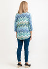 Seventy1 One Size Printed Tunic Top, Teal Multi