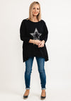 Seventy1 One Size Sequin Star Cotton Pullover, Black
