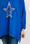 Seventy1 One Size Sequin Star Cotton Pullover, Royal Blue