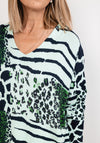 Seventy1 One Size Animal Print Mix Fine Jumper, Mint Multi