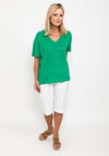 Seventy1 One Size V Neck Linen T-Shirt, Green