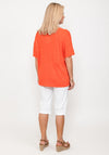 Seventy1 One Size V Neck Linen T-Shirt, Orange