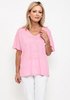 Seventy1 One Size V Neck Linen T-Shirt, Pink