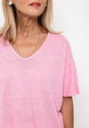 Seventy1 One Size V Neck Linen T-Shirt, Pink