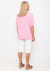 Seventy1 One Size V Neck Linen T-Shirt, Pink