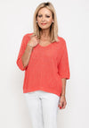 Seventy1 One Size Metallic Detail Knit Jumper, Coral