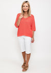 Seventy1 One Size Metallic Detail Knit Jumper, Coral