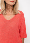 Seventy1 One Size Metallic Detail Knit Jumper, Coral