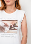 Seventy1 Padded Shoulder Sleeveless T-Shirt, White & Coffee