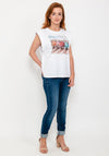 Seventy1 Padded Shoulder Scooter T-Shirt, White & Blue