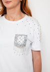 Seventy1 Pearl & Rhinestone Embellished T-Shirt, White
