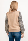 Seventy1 One Size Leopard Print Sleeve Knit Jumper, Brown