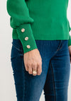 Seventy1 One Size Frill Neck Knit Jumper, Emerald Green