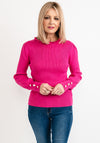 Seventy1 One Size Frill Neck Knit Jumper, Fuchsia