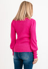 Seventy1 One Size Frill Neck Knit Jumper, Fuchsia