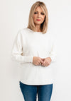 Seventy1 One Size Sparkle Button Cuff Knit Jumper, White