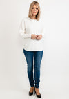 Seventy1 One Size Sparkle Button Cuff Knit Jumper, White