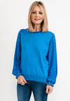 Seventy1 One Size Crepe Sleeve Knit Jumper, Blue