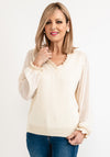 Seventy1 One Size Frill V Neck Knit Jumper, Cream