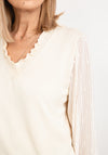 Seventy1 One Size Frill V Neck Knit Jumper, Cream
