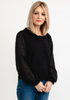Seventy1 One Size Frill V Neck Knit Jumper, Black