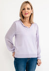Seventy1 One Size Frill V Neck Knit Jumper, Lilac