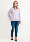 Seventy1 One Size Frill V Neck Knit Jumper, Lilac