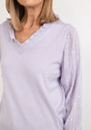 Seventy1 One Size Frill V Neck Knit Jumper, Lilac