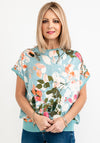Seventy1 One Size Floral Front Top, Teal